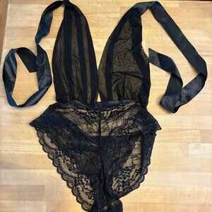 Frederick's of Hollywood Black Halter Teddy